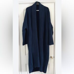 Zara maxi longline shawl cardigan in navy blue